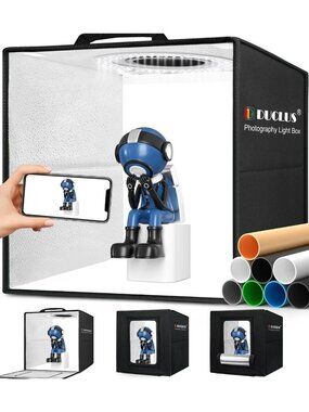 Portable 12"x12" Light Box for Mini Product Photography - 120 Dimmable LED